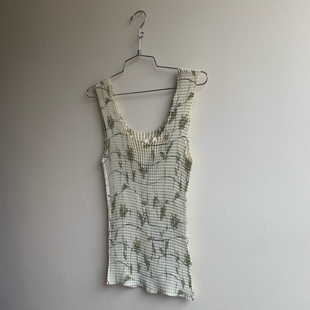 VTG 90s Caviar Floral Crinkle Tank Top Sz Large